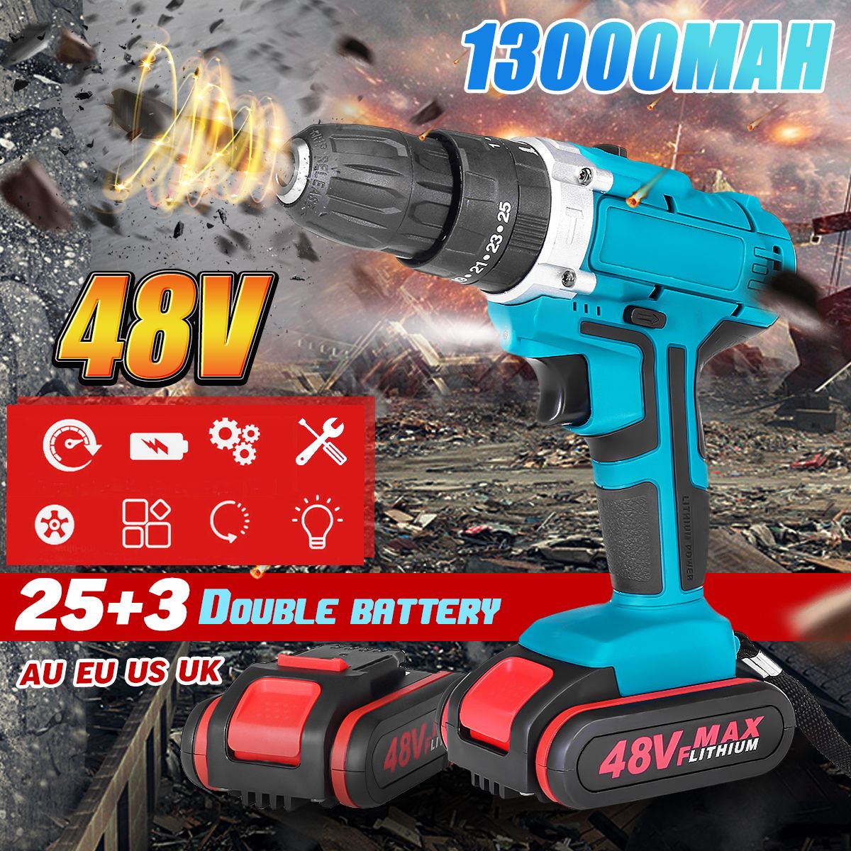 48V-2-Speed-Power-Drills-Cordless-Electric-Drill-13000mAh-253-Torque-Drilling-Tool-With-2-Li-ion-Bat-1553635