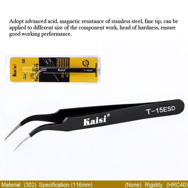 KAISI-T-11-T-15-ESD-Anti-magnetic-Stainless-Steel-Straight-Tweezer-Anti-Static-ESD-Safe-Precision-Fi-1444396