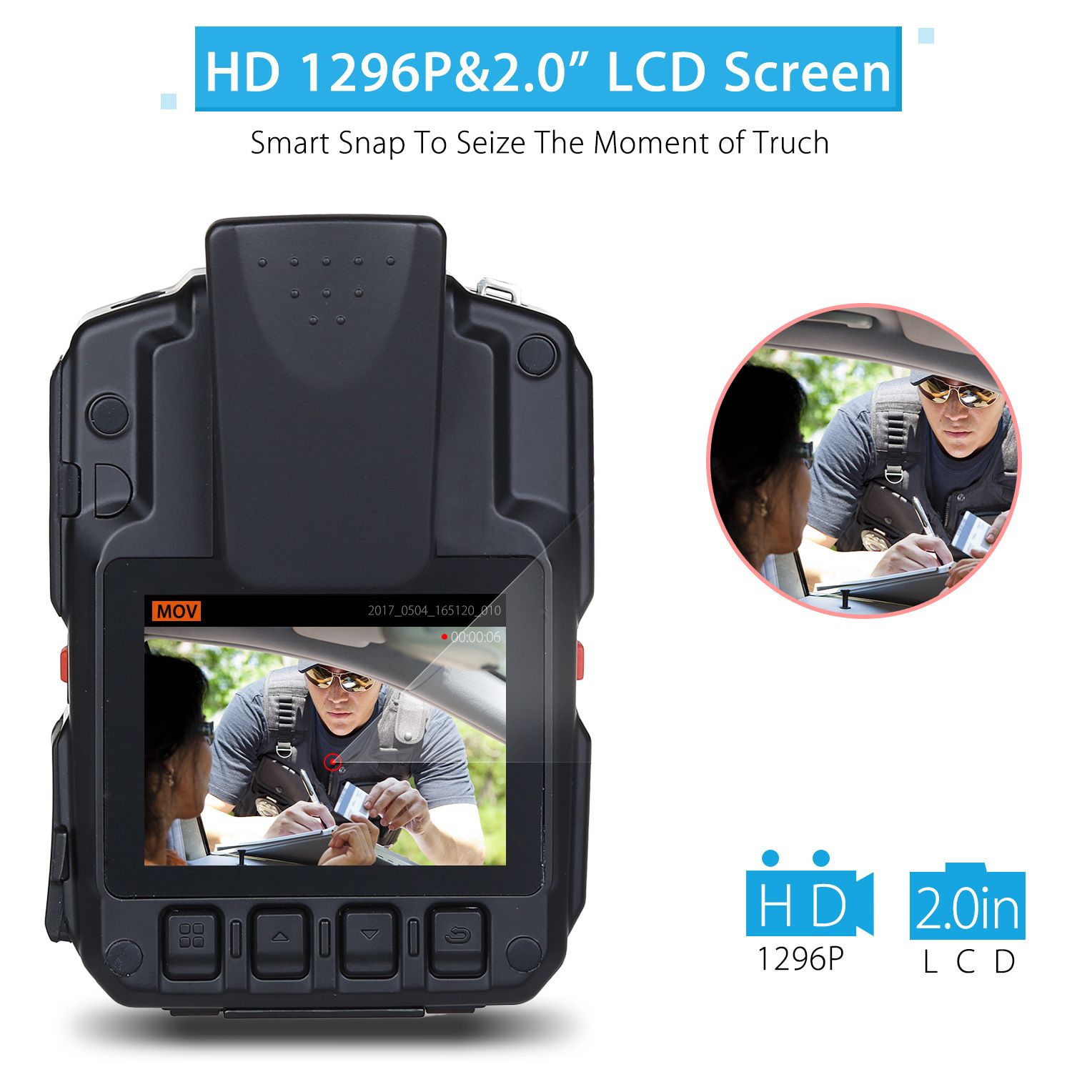 BOBLOV-HD66-07-32G-1296P-HD-170-Degree-Camera-GPS-Police-Body-Camera-IP68-DVR-20quot-inch-LCD-Wearab-1213290