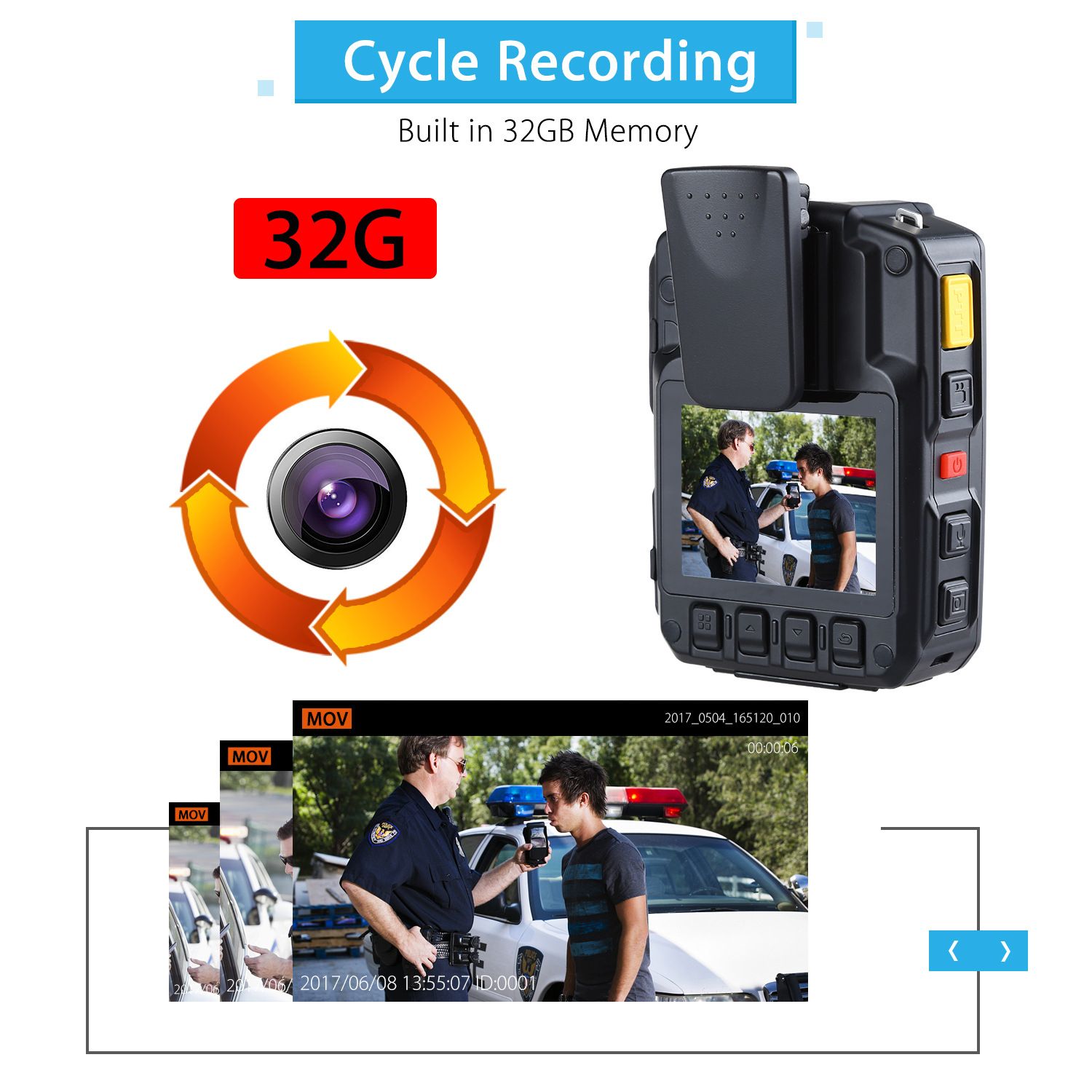 BOBLOV-HD66-07-32G-1296P-HD-170-Degree-Camera-GPS-Police-Body-Camera-IP68-DVR-20quot-inch-LCD-Wearab-1213290