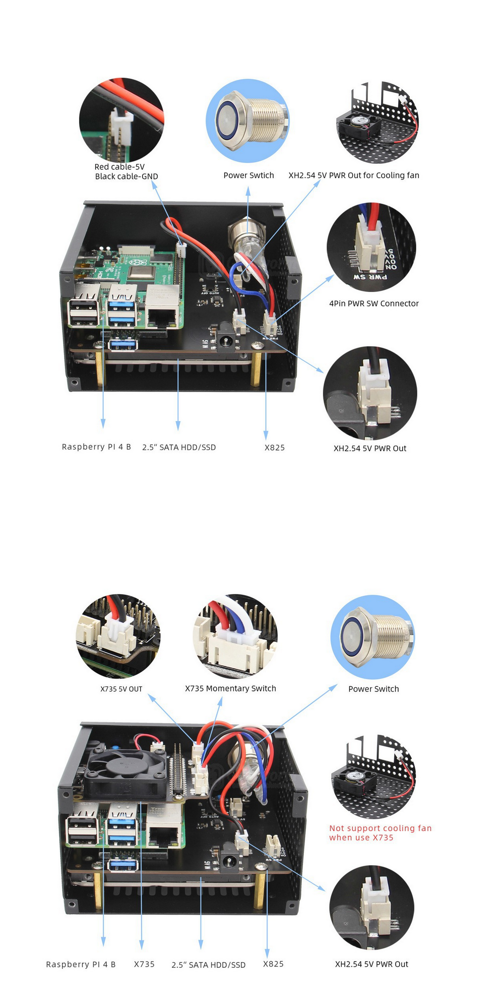 X825-25Inch-SATA-SDD-HDD-Storge-Expansion-Board-NAS-Support-USB-30-With-X735-Power-Manager--Power-Su-1606053