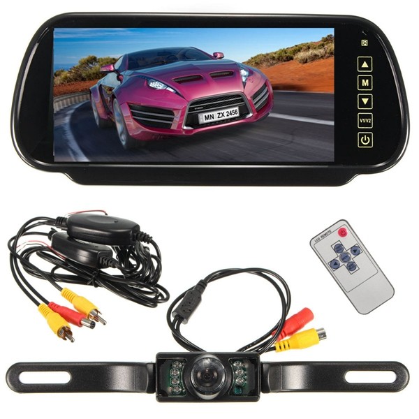 Wireless-7Inch-LCD-Mirror-Monitor--IR-Car-Rear-View-Reversing-Camera-Backup-Kit-1041906