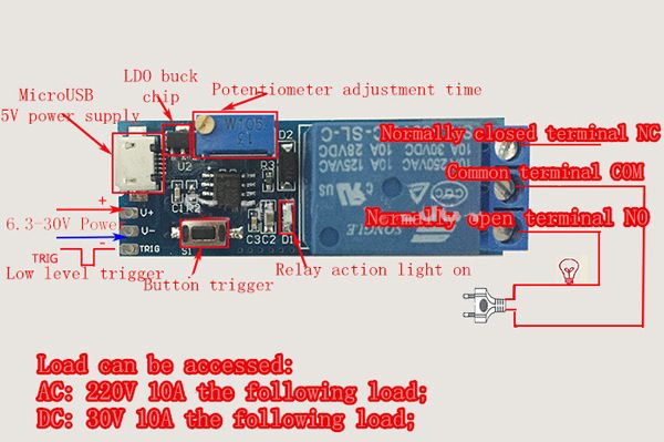 10Pcs-5V-30V-Wide-Voltage-Trigger-Delay-Timer-Relay-Conduction-Relay-Module-Time-Delay-Switch-1182661