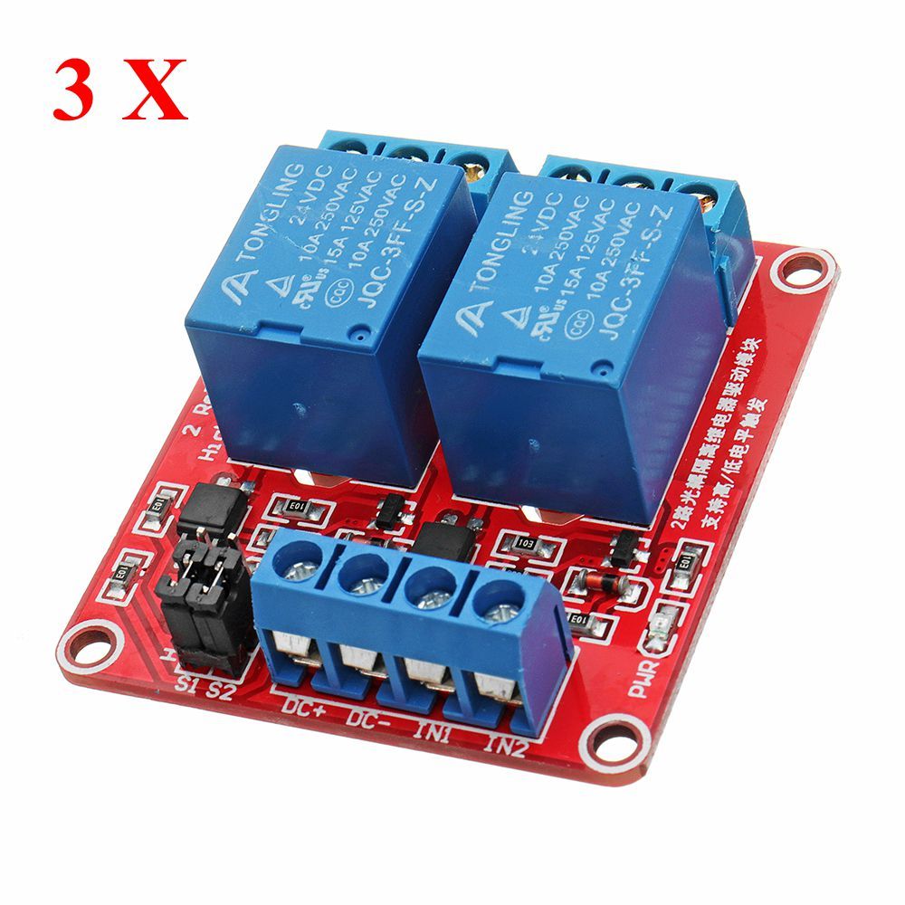 3Pcs-24V-2-Channel-Level-Trigger-Optocoupler-Relay-Module-Power-Supply-Module-Geekcreit-for-Arduino--1351452
