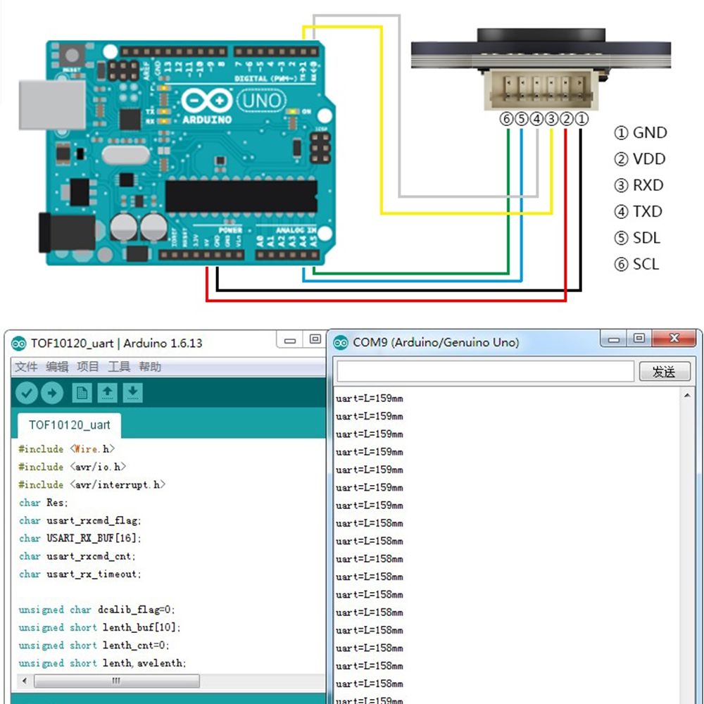 TOF10120-Laser-Range-Sensor-Module-10-180cm-Distance-Sensor-RS232-Interface-UART-I2C-IIC-Output-3-5V-1566456