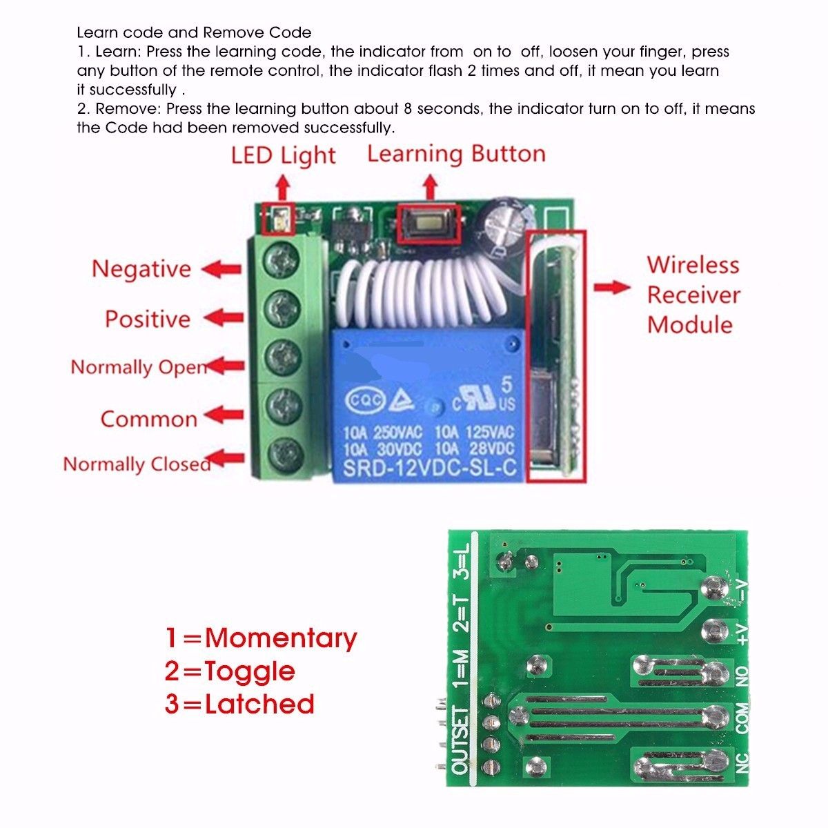 315MHz-DC12V-10A-1CH-Single-Channel-Wireless-Relay-RF-Remote-Control-Switch-Receiver-Module-1112117