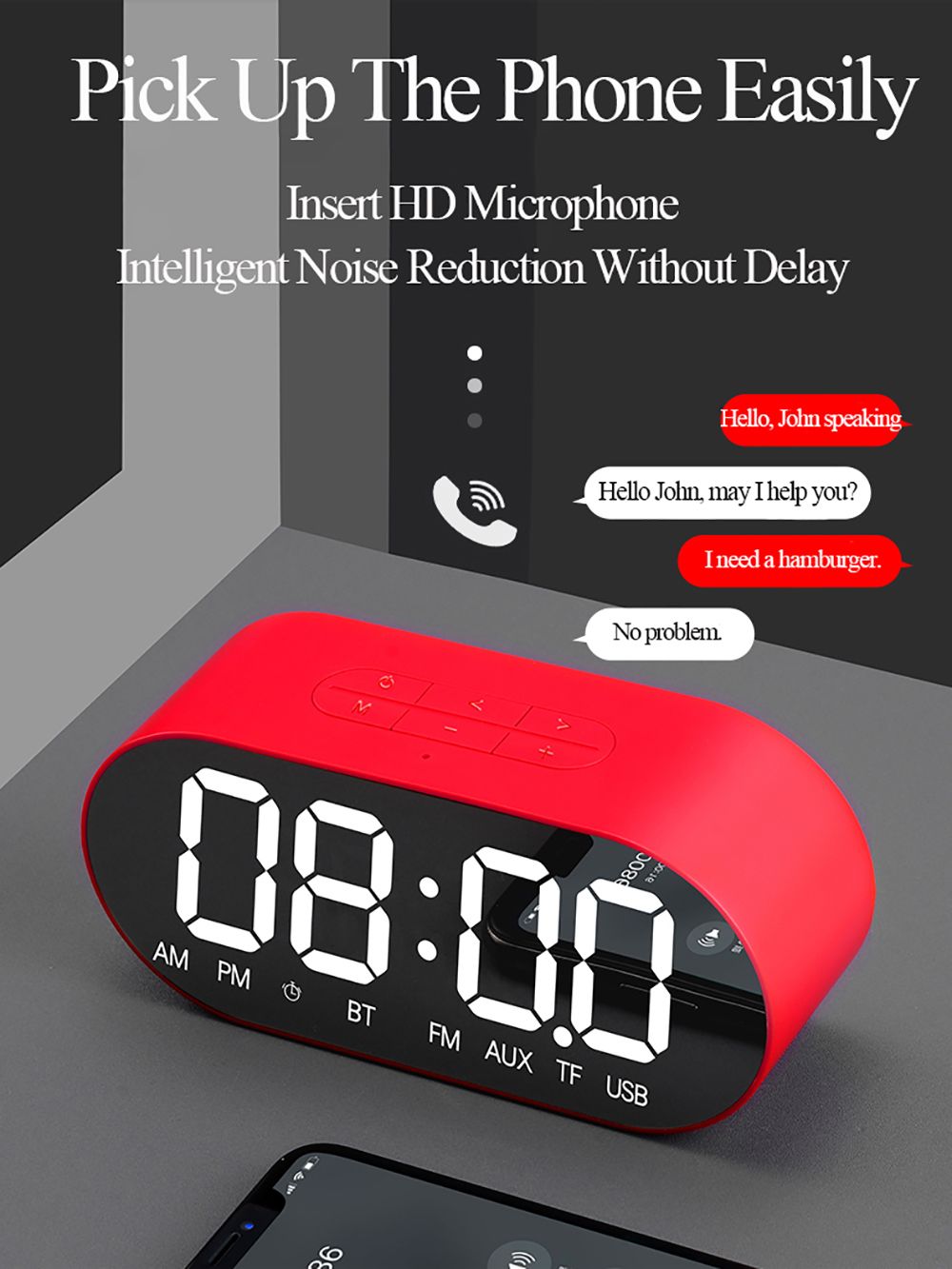 Bakeey-P1-Portable-Wireless-bluetooth-Speaker-LED-Display-Mirror-Alarm-Clock-Subwoofer-with-Mic-1629556