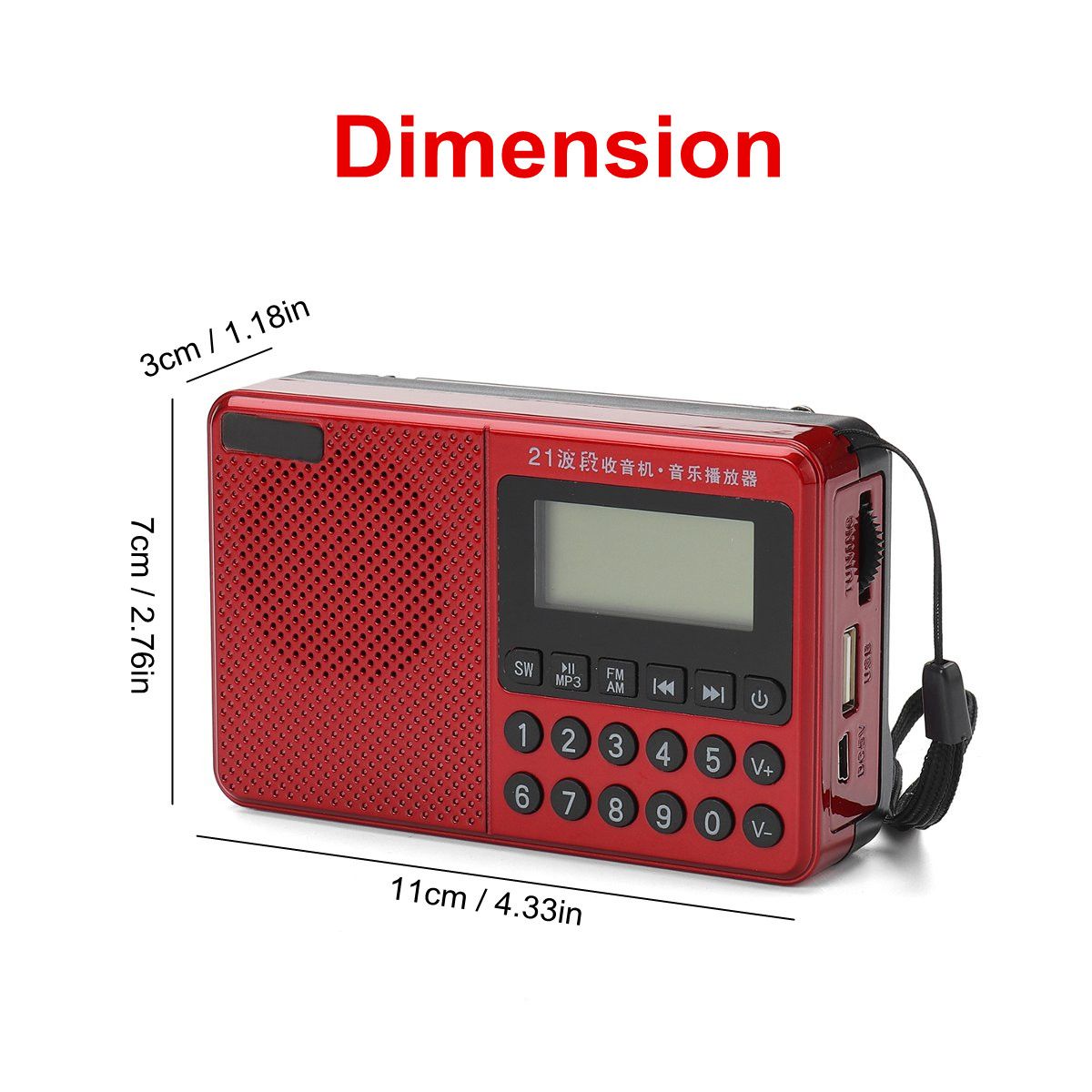 Portable-FM-AM-SW-21-Bands-DSP-Digital-Radio-USB-TF-Card-MP3-Music-Player-Speaker-With-Telescopic-An-1688399