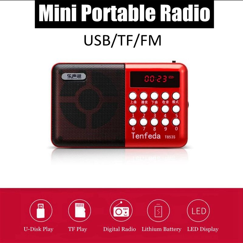 Portable-FM-Radio-Handheld-Digital-USB-TF-MP3-Player-Speaker-Rechargeable-Power-off-1556447