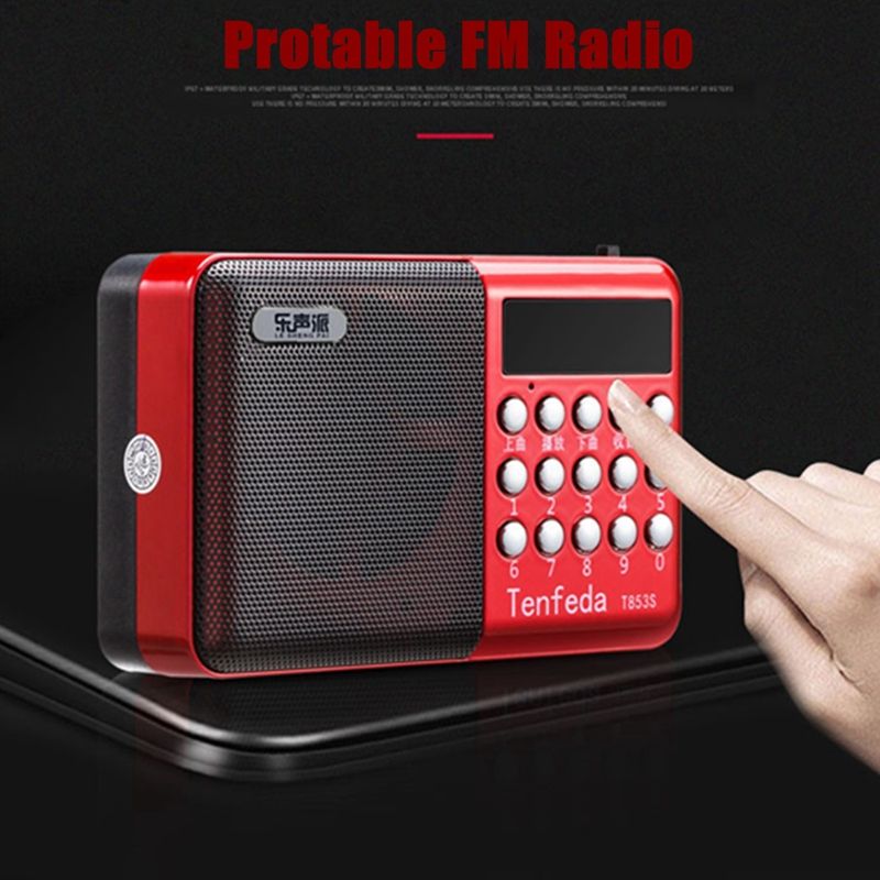 Portable-FM-Radio-Handheld-Digital-USB-TF-MP3-Player-Speaker-Rechargeable-Power-off-1556447