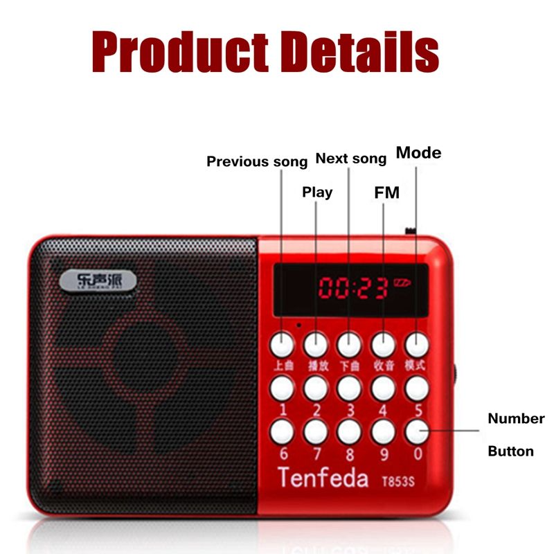 Portable-FM-Radio-Handheld-Digital-USB-TF-MP3-Player-Speaker-Rechargeable-Power-off-1556447