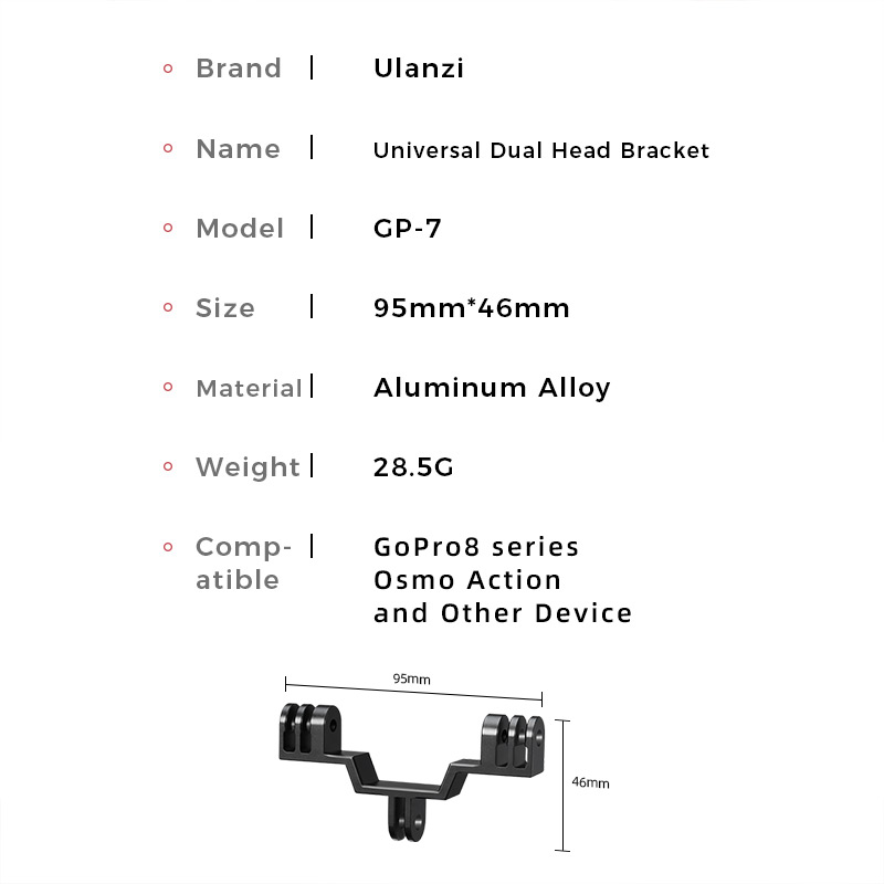 Ulanzi-GP-7-Universal-Dual-Head-Bracket-Dual-Camera-Mount-Adapter-For-GoPro-8-7-6-5-Max-Sport-Camera-1712362