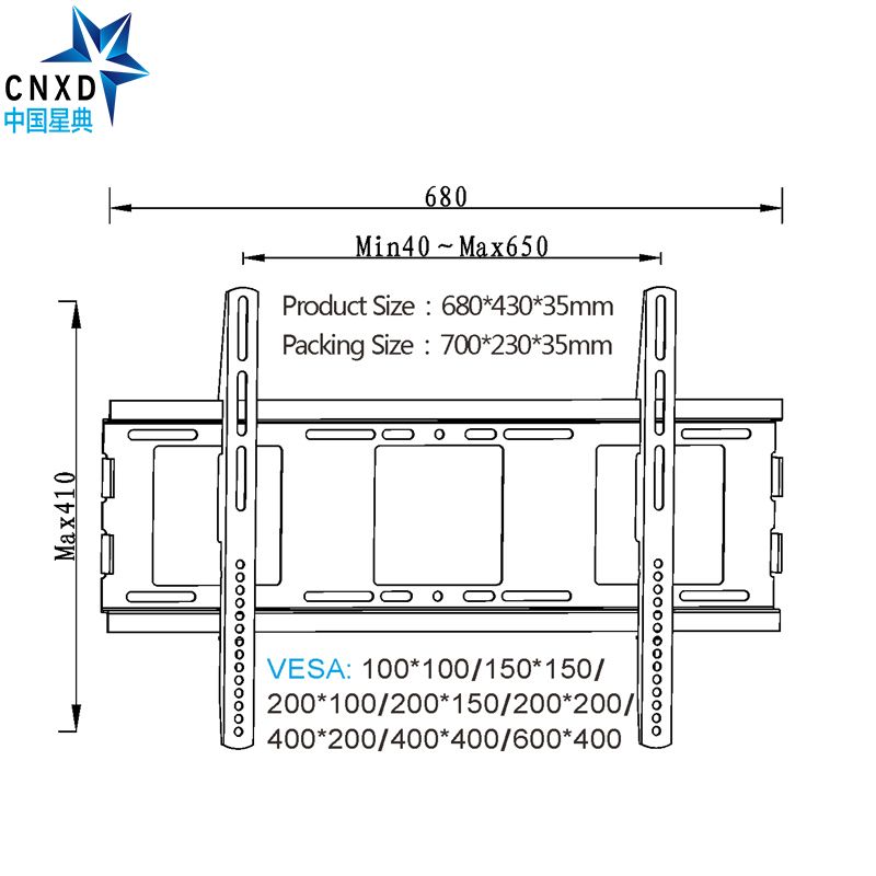 CNXD-PTS004-TV-Wall-Mount-Fixed-Bracket-Loading-Capacity-110-lbs-TV-Flat-Panel-Fixed-Mount-for-32-65-1723259