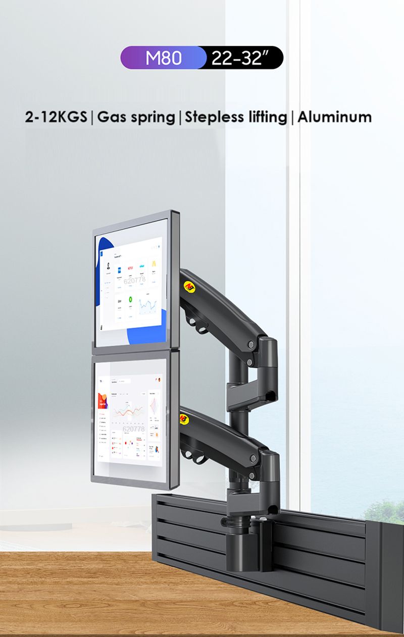 NB-M80-Dual-Aluminum-Alloy-Ergonomic-22-32in-LCD-LED-Screen-Slot-Mount-Bracket-Monitor-Holder-Load-2-1729757