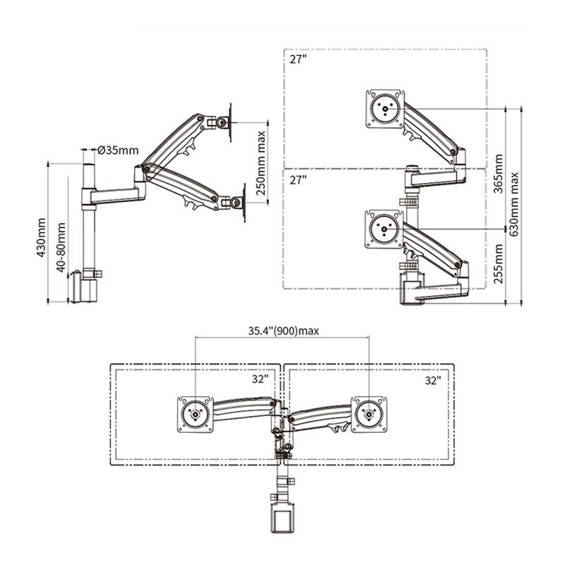 NB-M80-Dual-Aluminum-Alloy-Ergonomic-22-32in-LCD-LED-Screen-Slot-Mount-Bracket-Monitor-Holder-Load-2-1729757