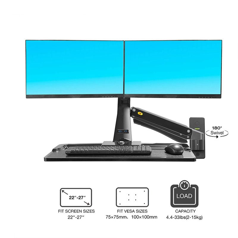 NB-MC40-2A-Ergonomic-Sit-Stand-Workstation-Wall-Mount-22-27in-Dual-Monitor-Holder-Arm-with-Foldable--1729947