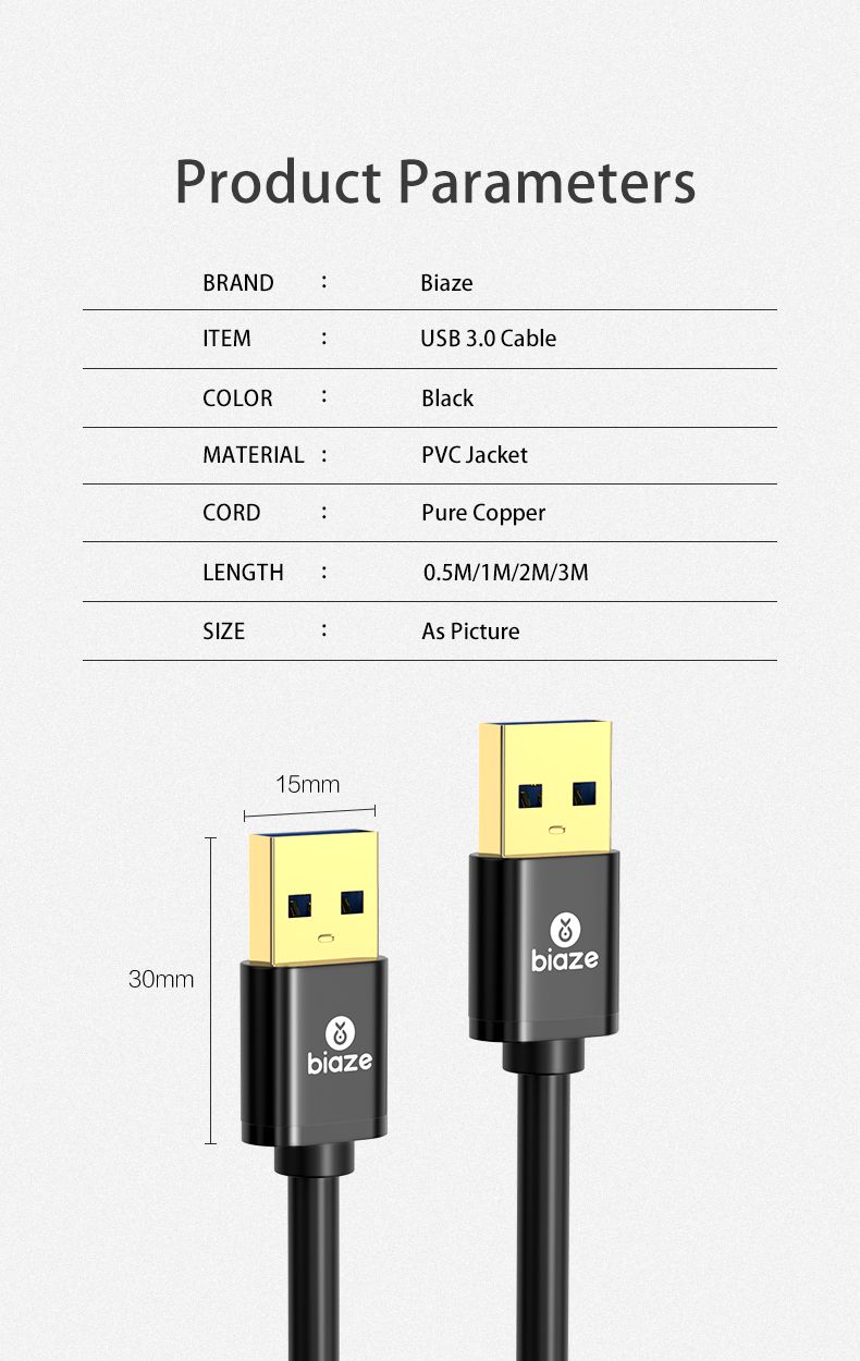 BIAZE-XL10-1M-USB-30-to-USB-30-Cable-Type-A-Male-to-Male-USB-Extension-for-Tablet-Laptop-1492823