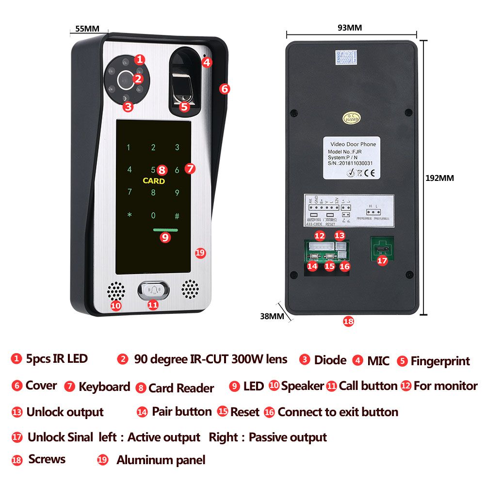 ENNIO-10-inch--2-Monitors-Wired-Wifi-Fingerprint-IC-Card--Video-Door-Doorbell-Intercom-System-with-A-1645990