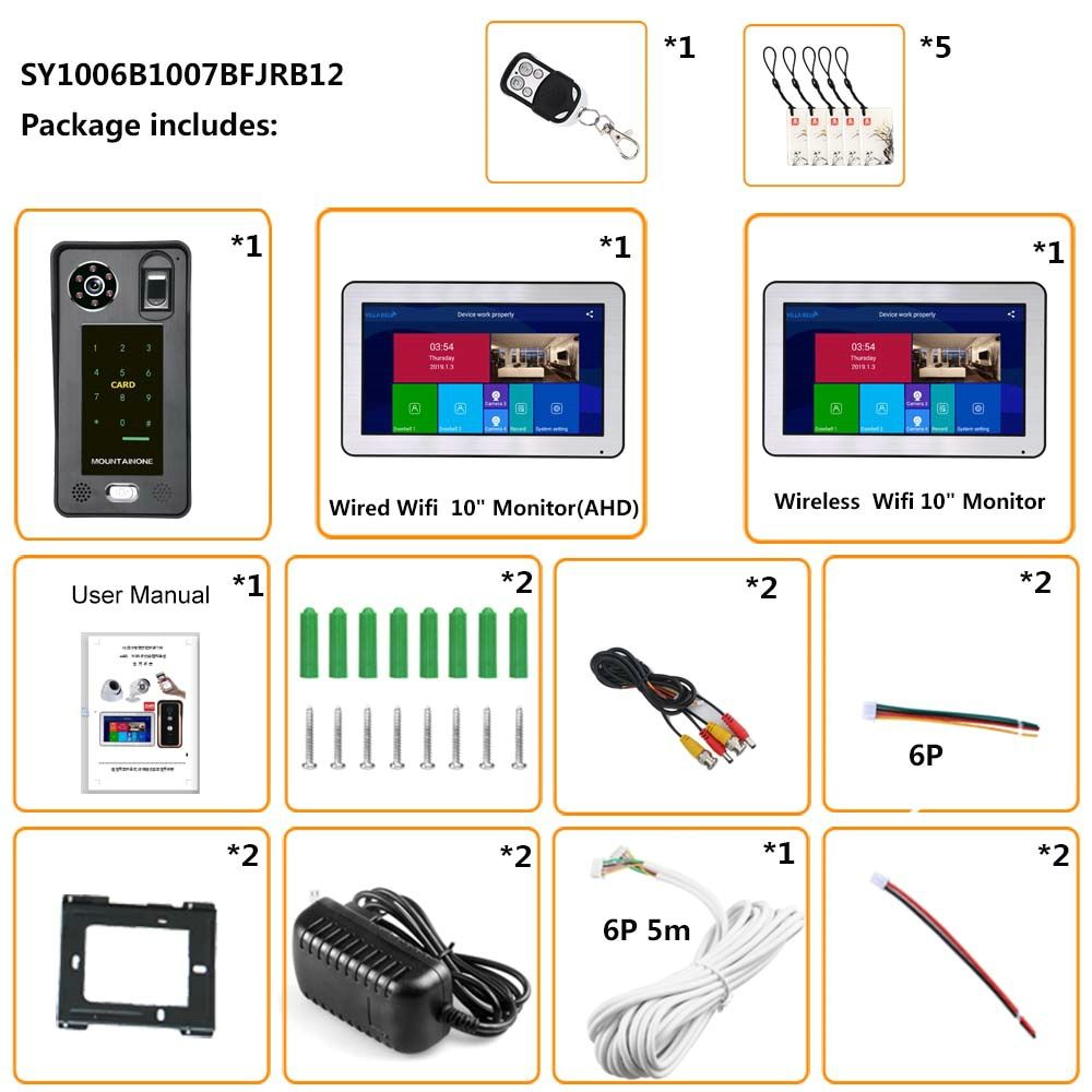 ENNIO-10-inch--2-Monitors-Wired-Wifi-Fingerprint-IC-Card--Video-Door-Phone-Doorbell-Intercom-System--1645992