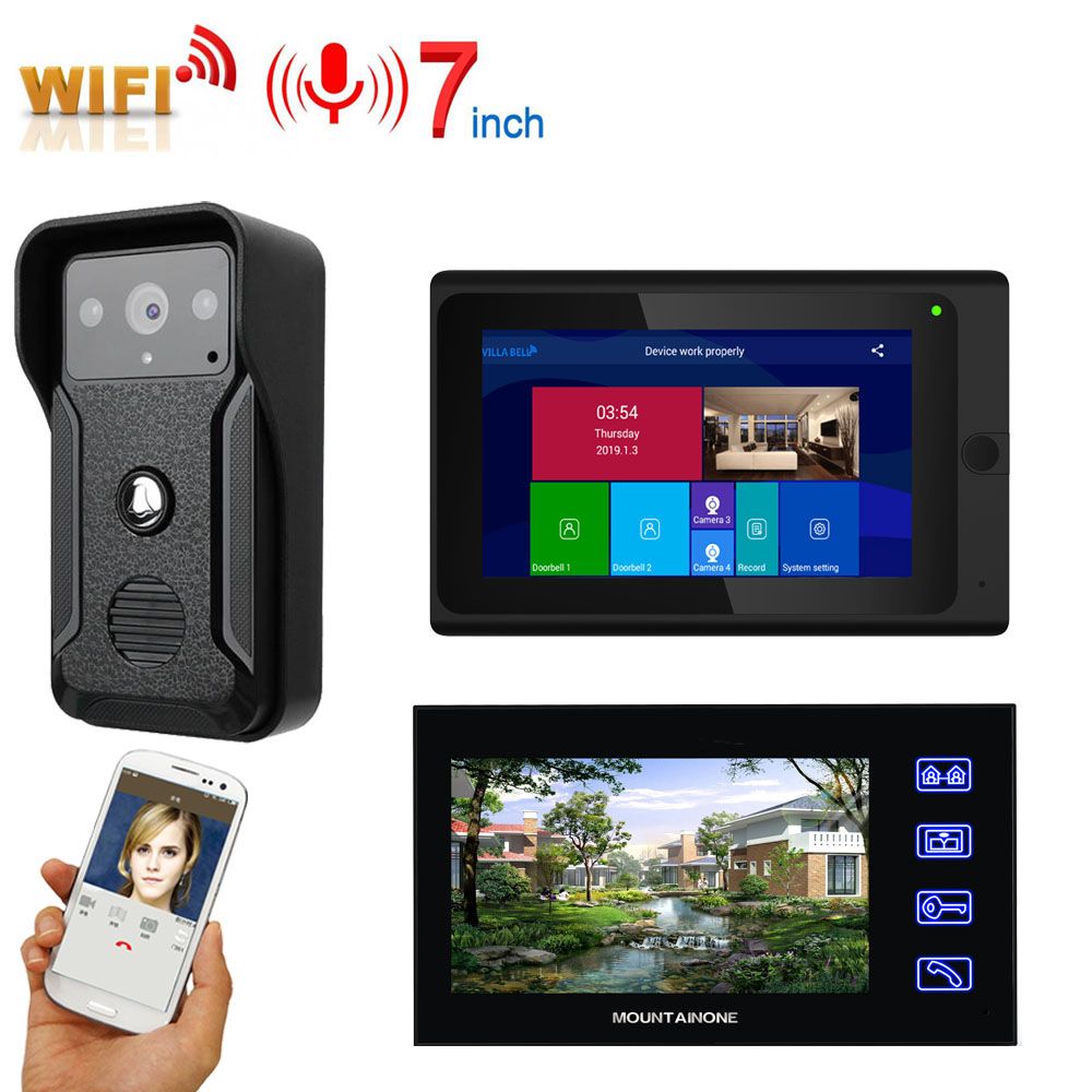 ENNIO-7quot-2-Monitors-Video-Door-Phone-Doorbell-Intercom-Wireless-Wifi-System-with--IR-CUT-HD-1000T-1618053