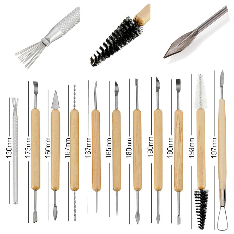 11Pcs-Clay-Sculpting-Set-Wax-Carving-Pottery-Tools-Shapers-Polymer-Modeling-Wood-Handle-Set-1038673