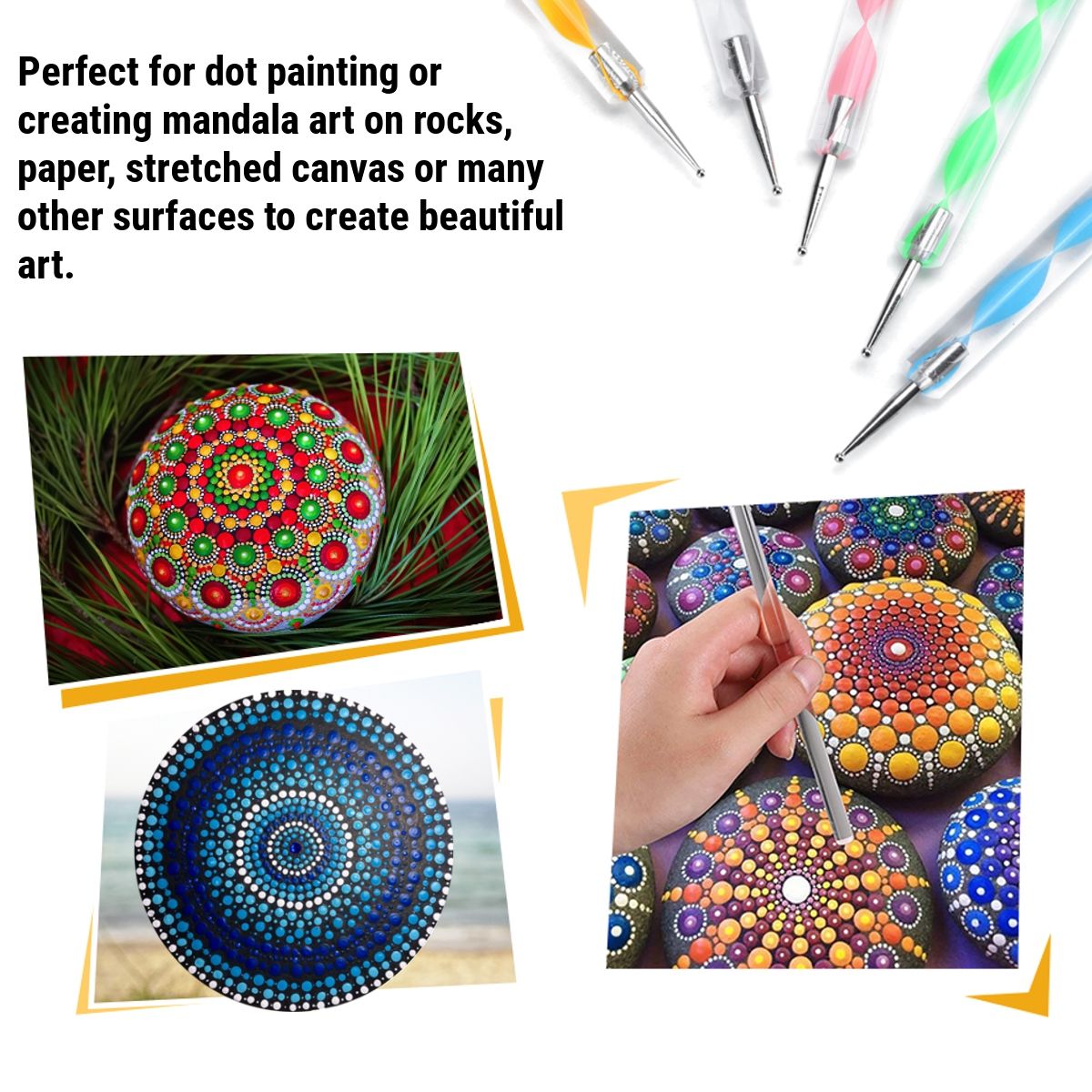 13Pcs-Mandala-Dotting-Tools-Set-Rock-Painting-Kit-Nail-Art-Pen-Paint-Stencil-1687373