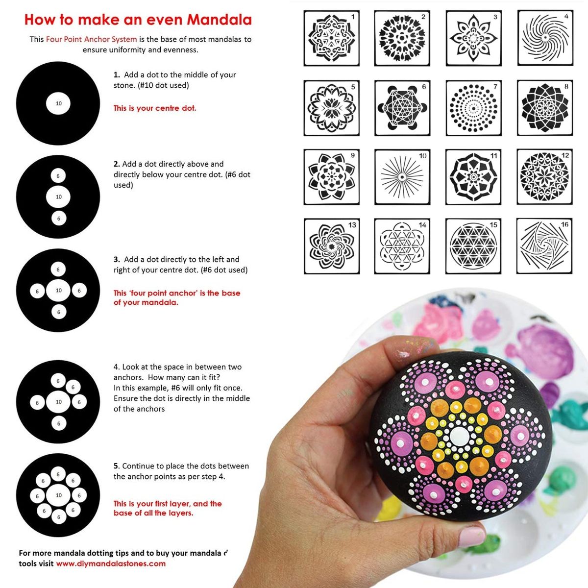 13Pcs-Mandala-Dotting-Tools-Set-Rock-Painting-Kit-Nail-Art-Pen-Paint-Stencil-1687373