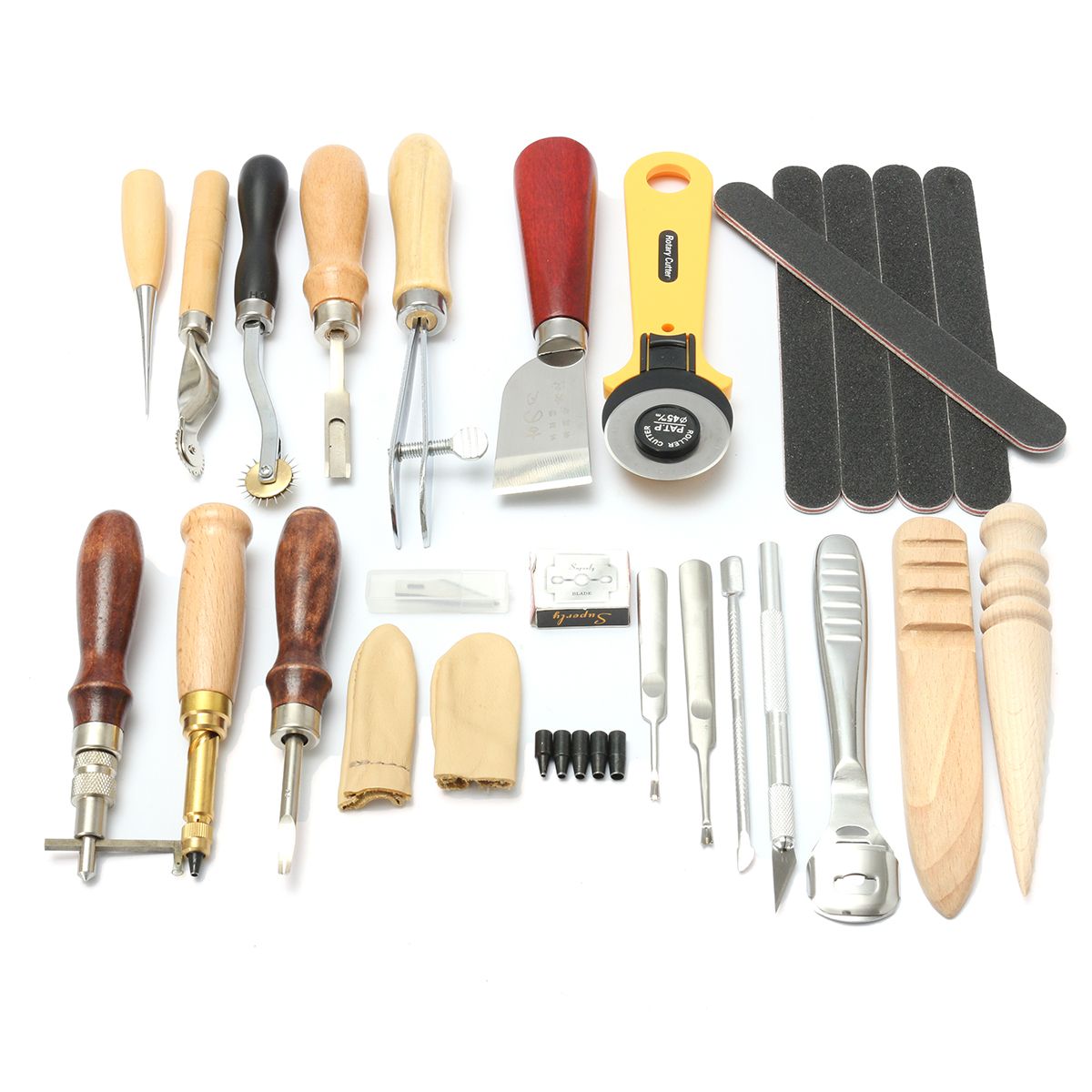 24pcs-Leather-Craft-Punch-Tools-Kit-Hand-Sewing-Stitching-Carving-Work-Saddle-Groover-1104764