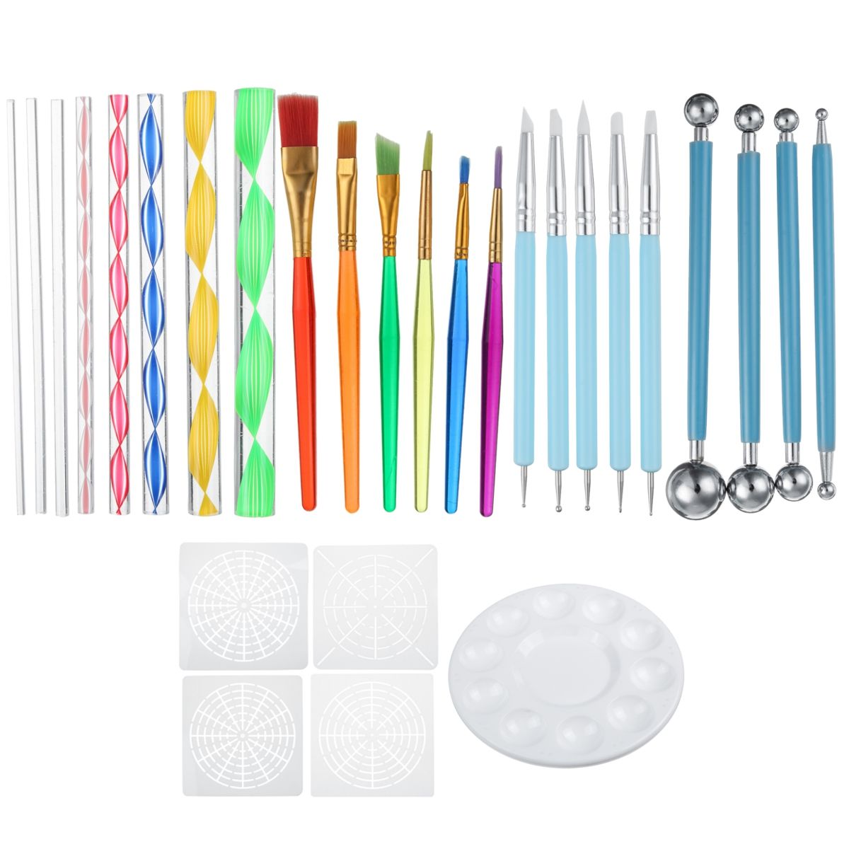 28Pcs-Mandala-Dotting-Tools-Set-Rock-Painting-Kit-Nail-Art-Pen-Paint-Stencil-1688973