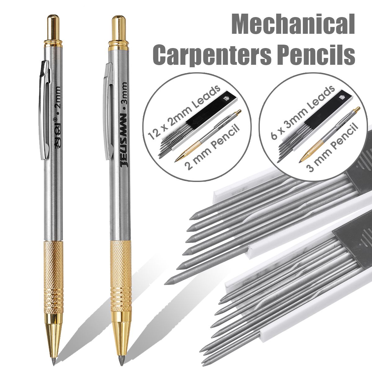 2mm3mm-Leads-Mechanical-Carpenters-Pencils-Builders-Tradesman-Clutch-2B-Pencil2Black-Pencil-Lead-1577557