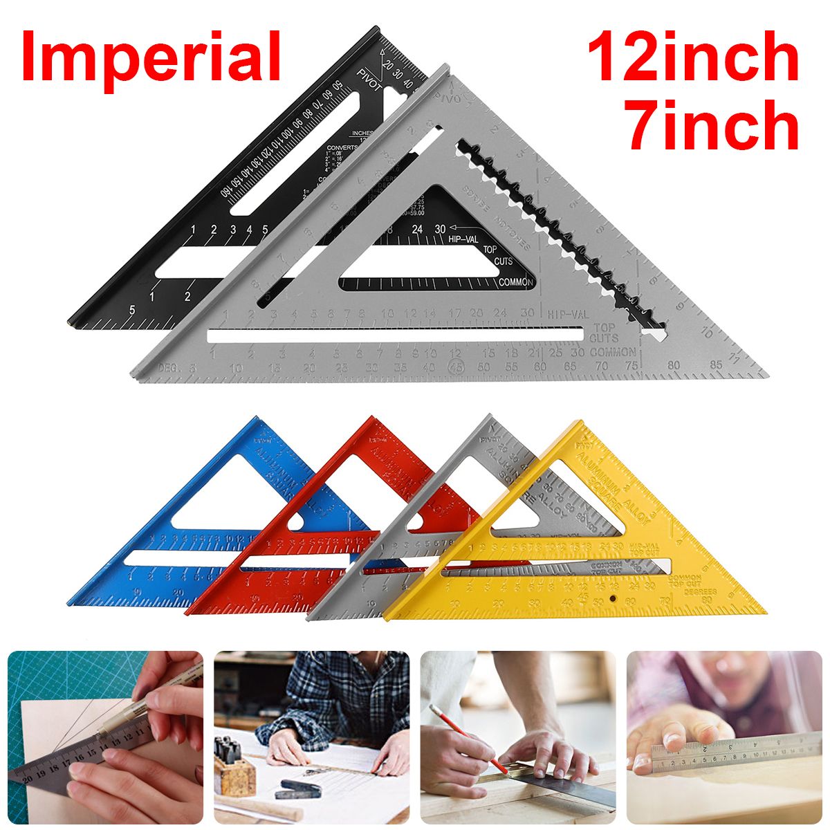 7quot12quot-Die-cast-Aluminum-Triangle-Ruler-Metric-Imperial-Meter-Square-Protractor-Ruler-Tools-1748517