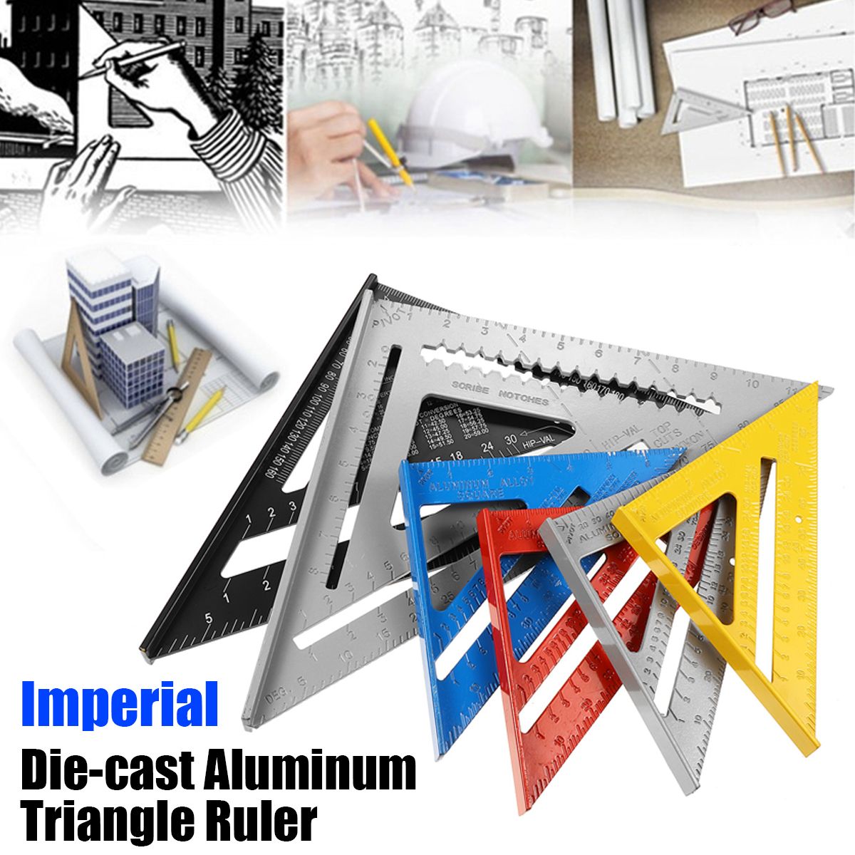 7quot12quot-Die-cast-Aluminum-Triangle-Ruler-Metric-Imperial-Meter-Square-Protractor-Ruler-Tools-1748517