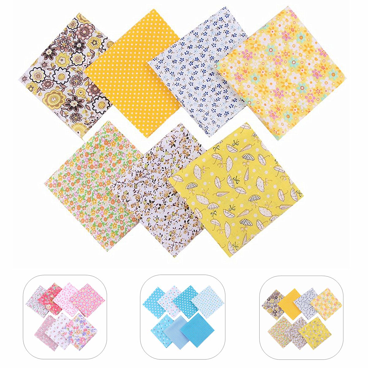 DIY-7PCS-Quilting-Bundle-Patchwork-Cotton-Fabric-Handmade-Sewing-Crafts-Floral-1691620