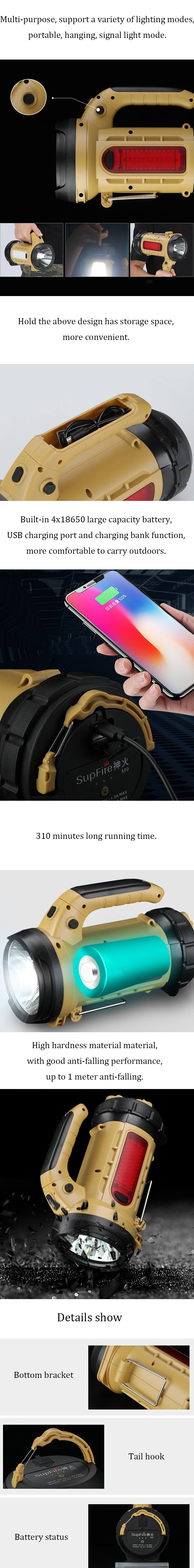 SupFire-M9-Portable-Fall-proof-Waterproof-SST40-410m-950Lumens-3Modes-USB-Rechargeable-Multifunction-1572282