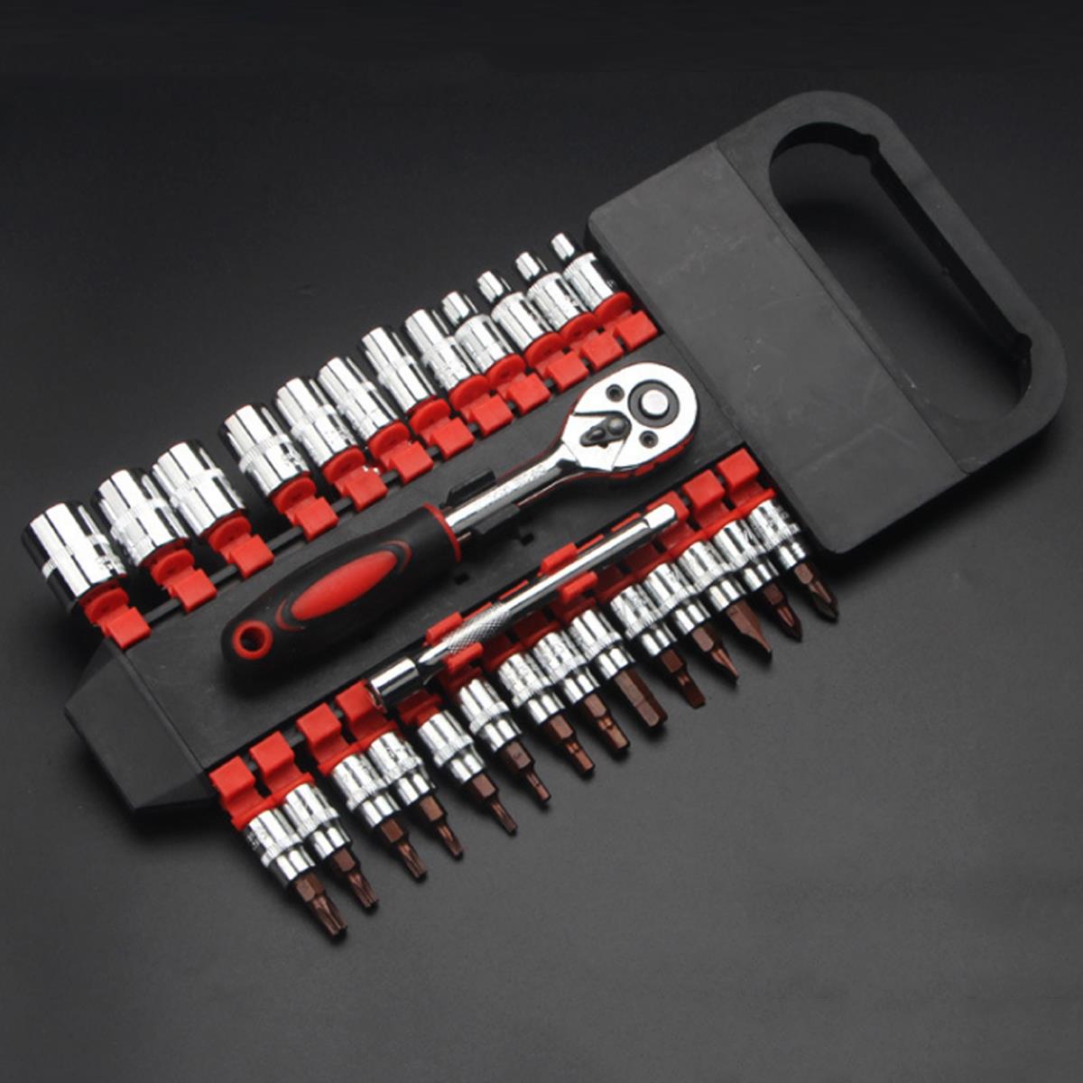 28Pcs-14inch-Ratchet-Wrench-Socket-Set-Hardware-Vanadium-Repairing-Kit-Hand-Tools-1262802