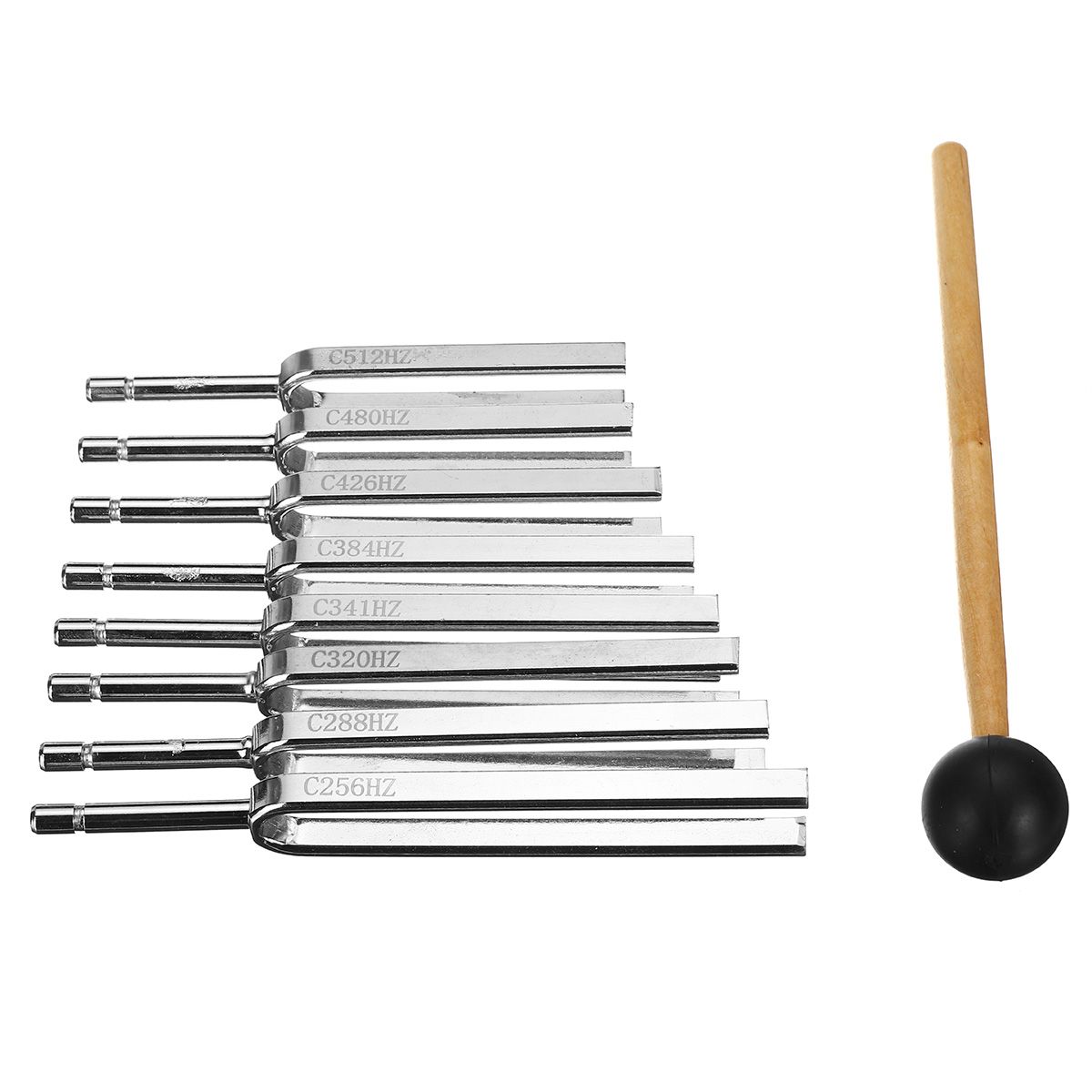 8Pcs-256Hz---512Hz-Steel-Tuning-Fork-Set-Physics-Medical-Diagnostic-And-Mallet-1732336